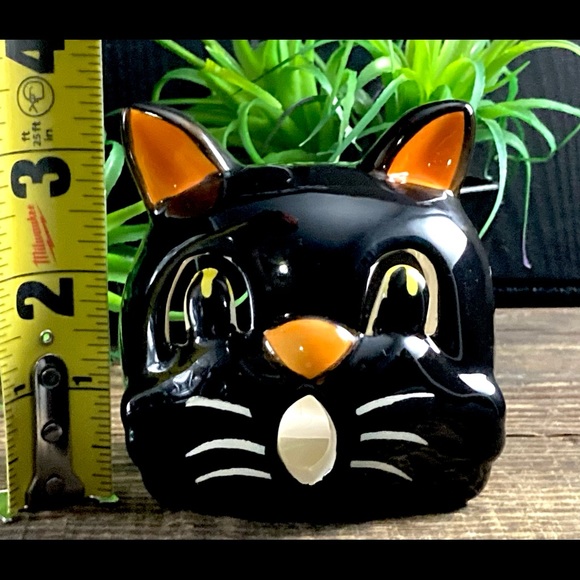 Vintage Halloween Black Cat Votive Holder Spooky Halloween Decor - Picture 2 of 10